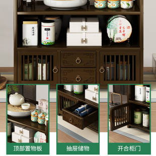 茶叶展示柜茶室置物架茶T桌收纳架子茶货 小型桌面博古架实木中式