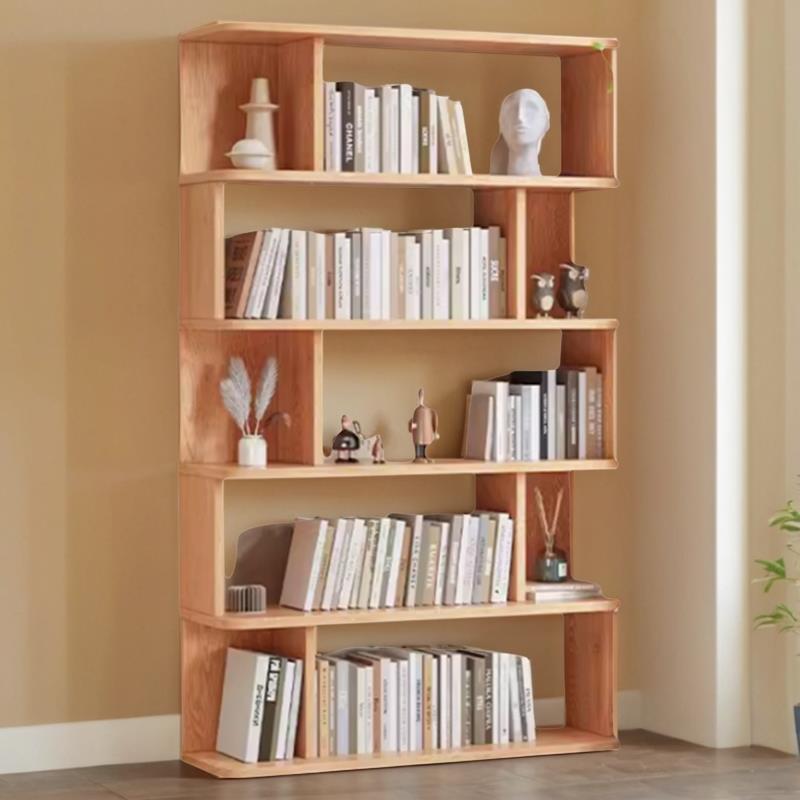 实木书架置物架落地靠墙家用客厅收纳展示架多层储物柜简易书柜子