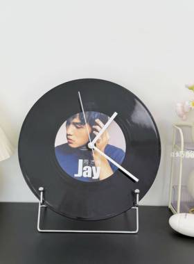 周杰伦JAY覆古黑胶唱片DIY简约创意装饰生日礼物钟表摆件展示架
