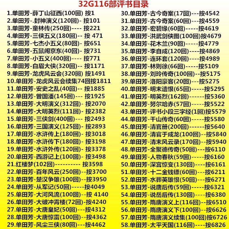 评书全集记忆卡老年人32G记忆卡单田芳刘兰芳音频mp3收音机TF卡播
