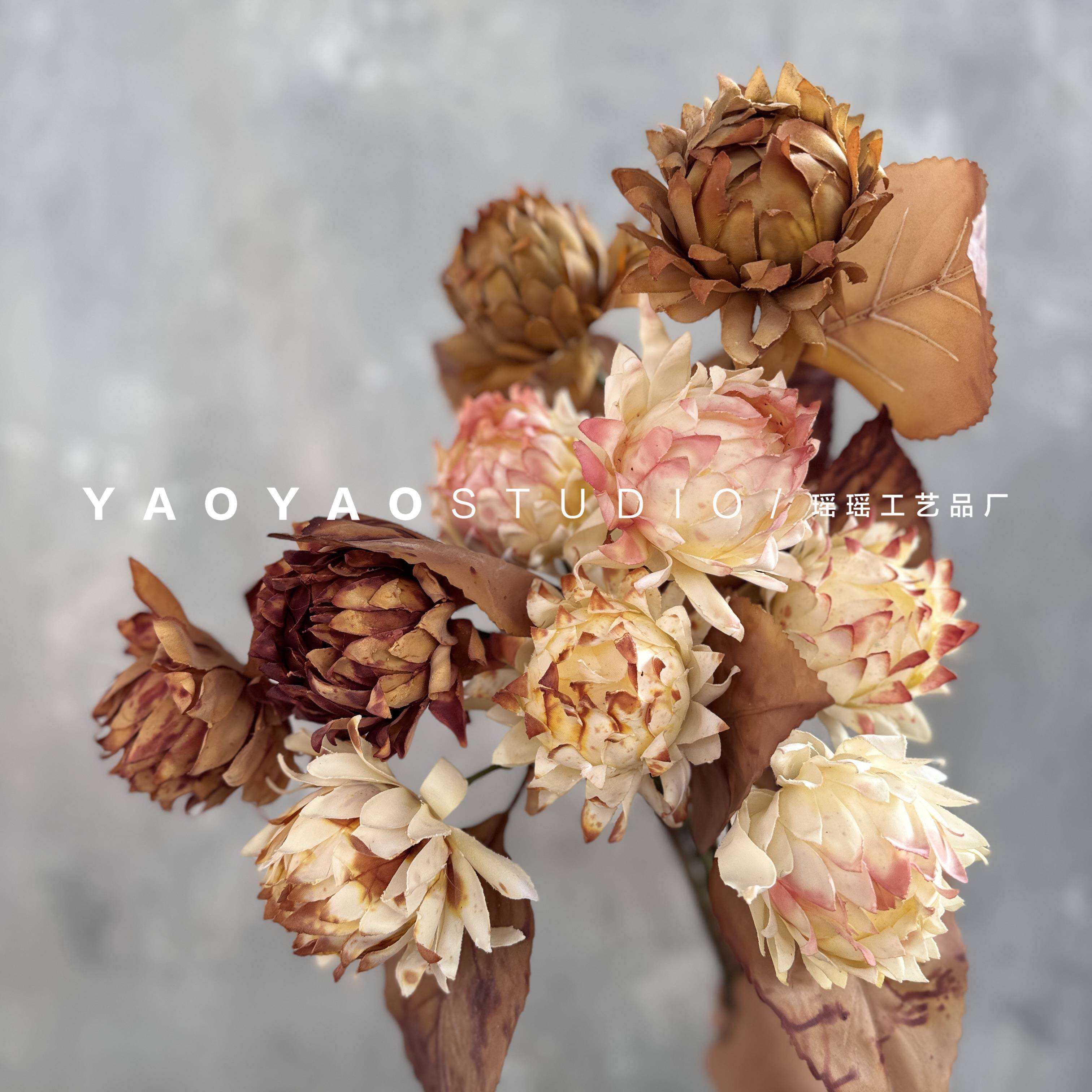 侘寂风释迦果棕色插花艺术摆件拍摄道具小公主花橱窗造景覆古风