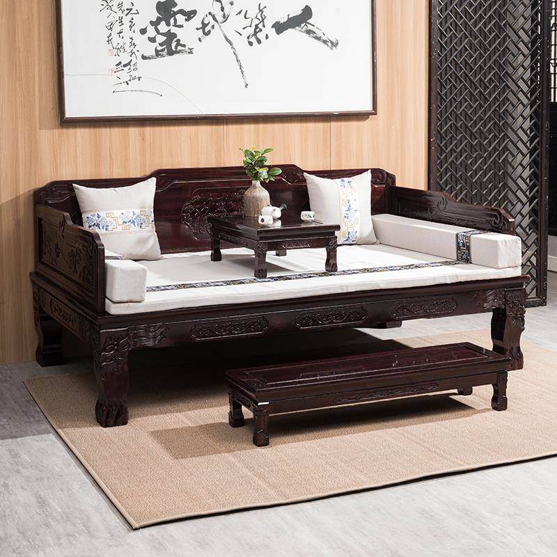 罗汉床实木三件套中式沙发床组合酸枝木仿古贵妃榻禅意睡明清床榻