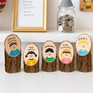 斜木桩创意画画摆件空白小树桩书店咖啡店桌面造景拍照道具装饰品