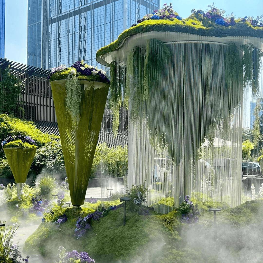 拉线水帘水幕光纤线型数控流水墙落地室内装潢装饰钢丝线水景摆件