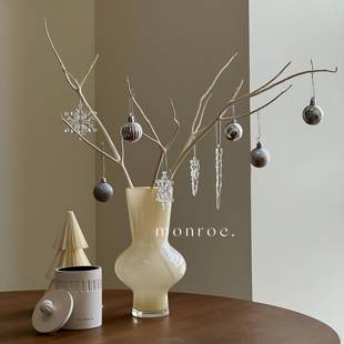 梦鹿工作室中古玉色玻璃花瓶酒店吧台民宿客厅桌面水培插花装饰品