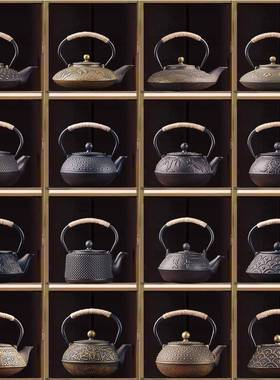 中式宋代美学茶室摆件茶壶茶具装饰柜样板房博古架茶道复古风铁壶