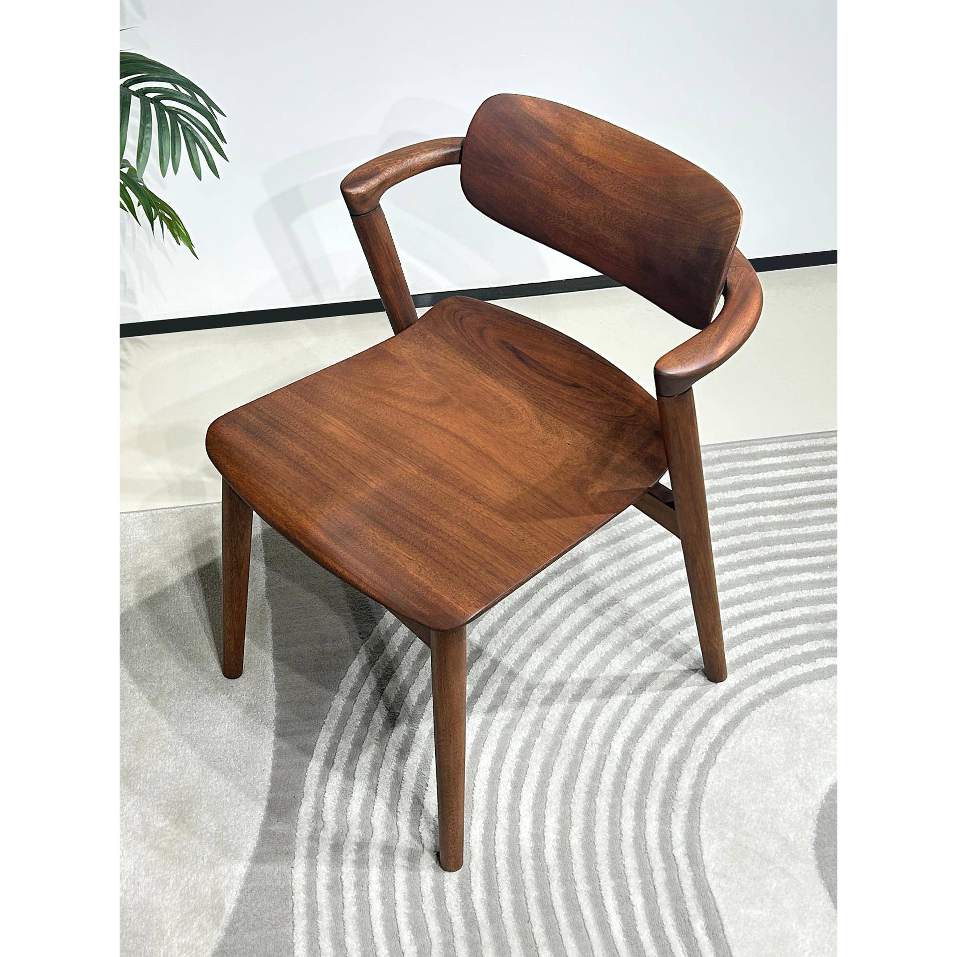 现代简约核桃木餐椅全实木川上椅家用休闲椅靠背椅书椅餐桌椅子