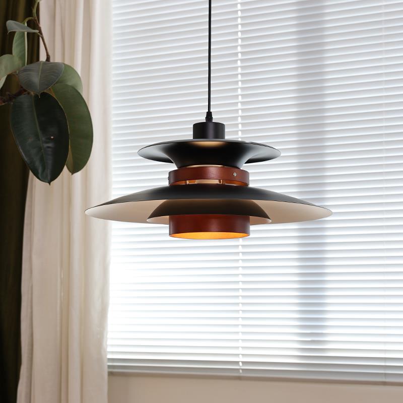 法式复古黑色PH5餐厅吊灯中古美式胡桃木色卧室书房吧台高级感灯