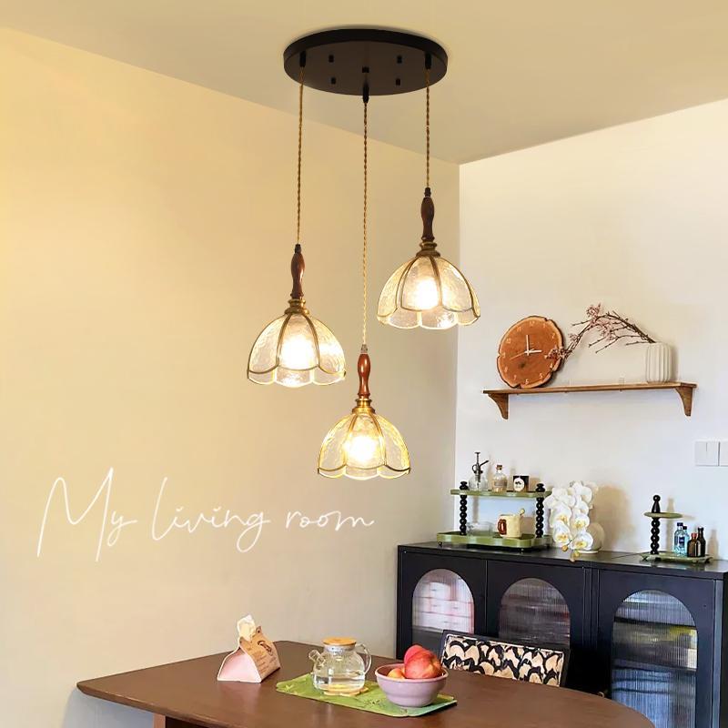 法式复古玻璃吊灯餐厅三头简约焊锡灯创意吧台个性床头小吊灯casa
