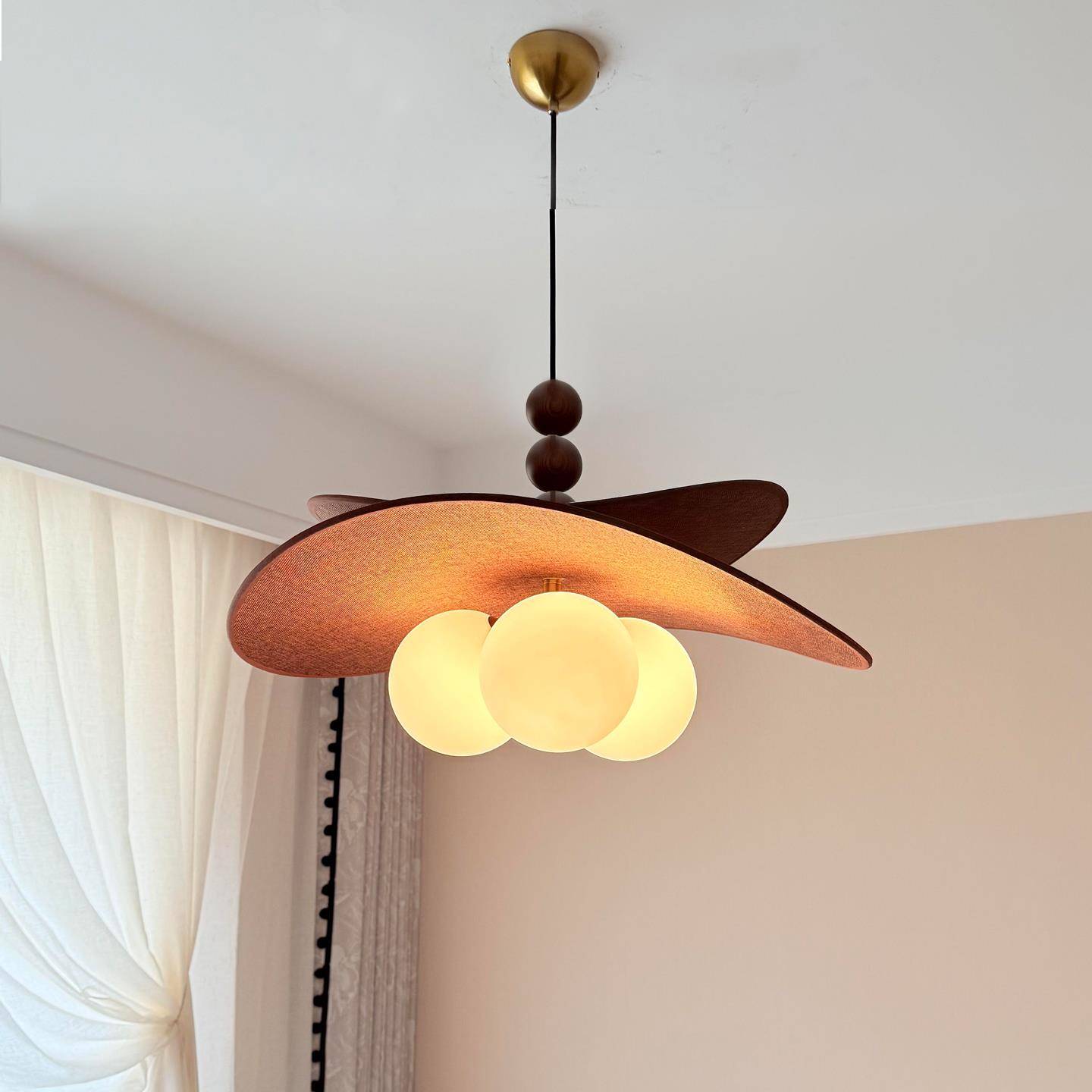 中古饭厅吊灯法式覆古卧室书房吧台饭厅薯片魔豆灯日式藤编民宿灯