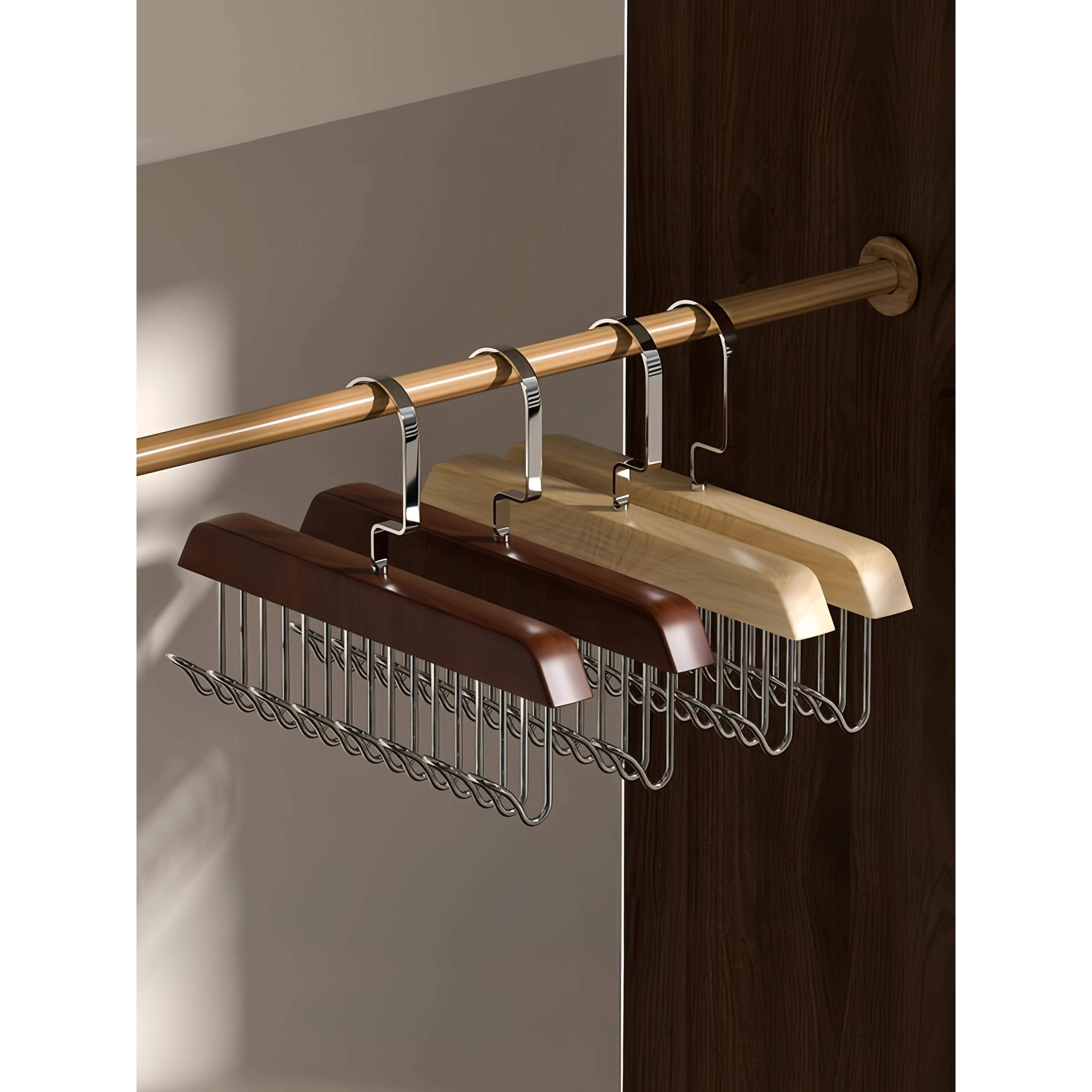 8钩木质吊带衣架多功能内衣背心收纳神器家用宿舍实木挂钩波浪晾