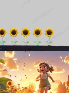 治愈系向日葵电脑显示屏装饰摆件办公室工位情绪稳定小摆件电视机