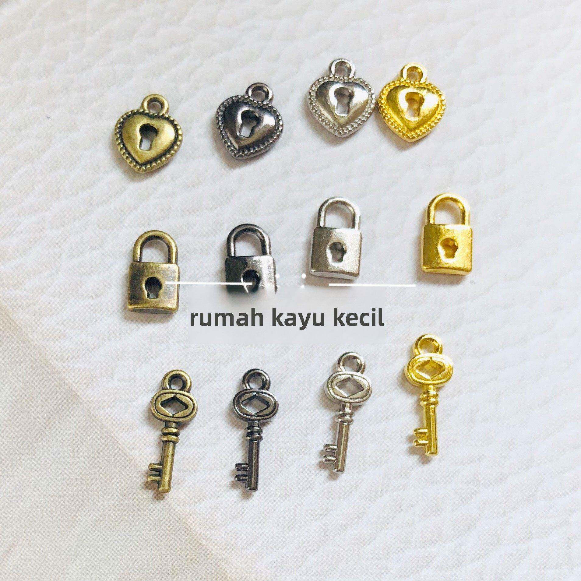 娃用吊坠bjd箱包配件迷你可爱心形钥匙锁娃衣材料装饰金属辅料