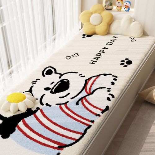 卡通小狗家用长条床边毯卧室垫子高级感客厅舒适耐脏蛋糕绒地毯