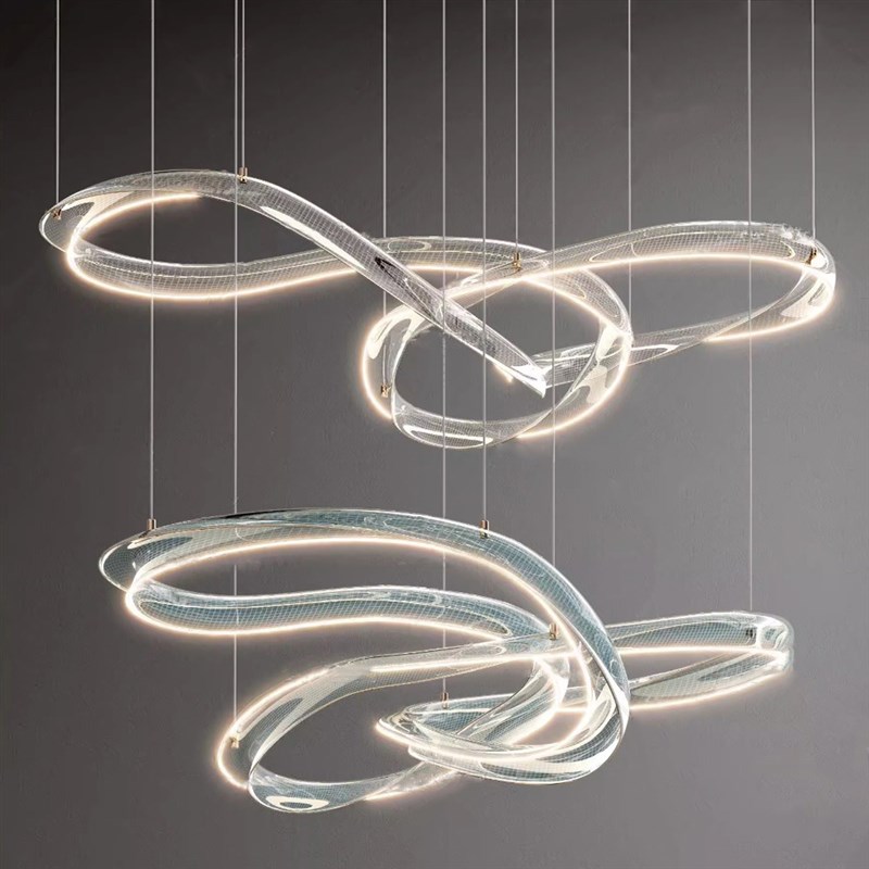 环绕吊灯简约飘带圈圈餐厅餐饮酒店艺术空间店面装修家用亚克力