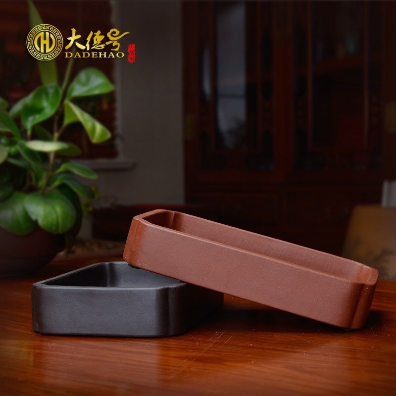 菖蒲盆 小长方水底假山盆景盆 宜兴紫砂花盆多肉植物盆栽无孔水培