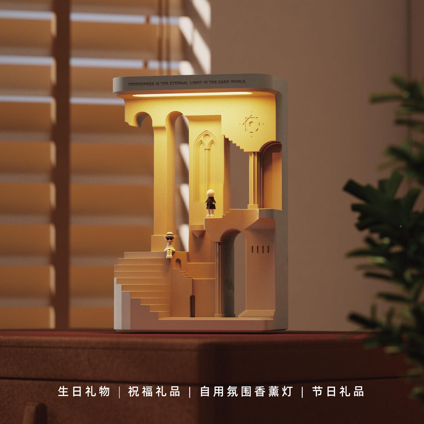 水泥小夜灯创台灯摆件设计意师礼床节日物礼头xyd物伴手氛围灯