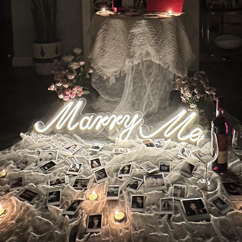 求婚室内布置marry发me求灯嫁给我霓虹婚灯婚光字牌礼表白仪EFM式