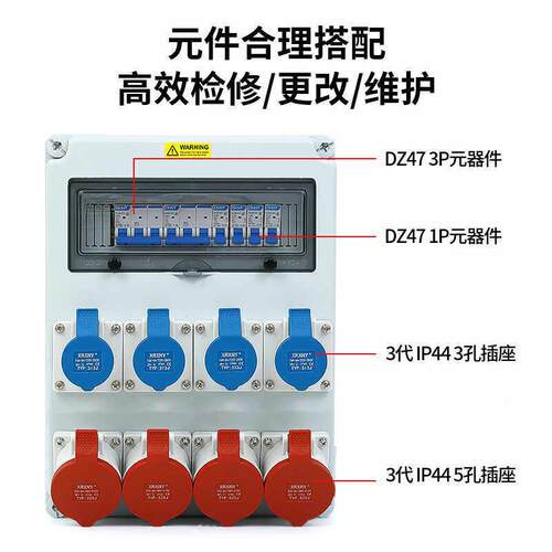 业防水插座箱工380v工厂配电箱挂壁式箱工地临时三级防爆检修二箱