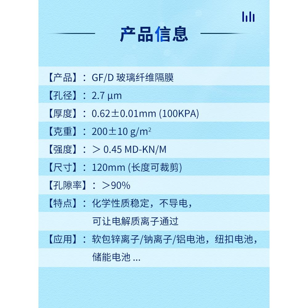 铝国产GF\/D 2.F/D玻璃纤维隔膜滤纸2.7μm水系锌碘 锌离子 钠子