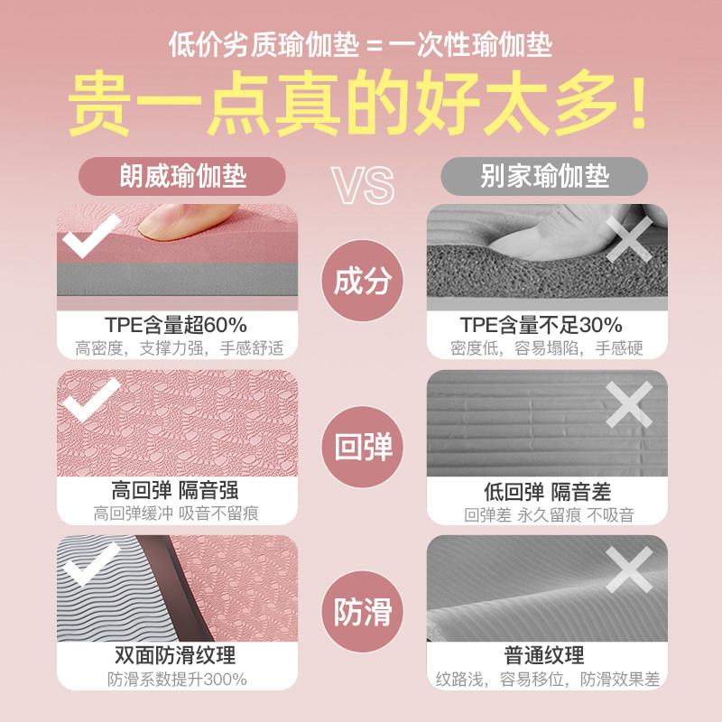 朗威瑜伽男健身女生厚专用加宽瑜伽垫加防滑隔音防震家垫用士初学