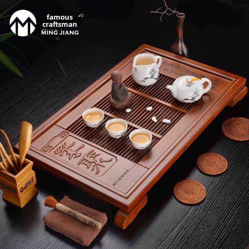 明功夫茶排具水水抽屉式竹江茶盘茶UBW海名匠两集用大茶座茶几茶