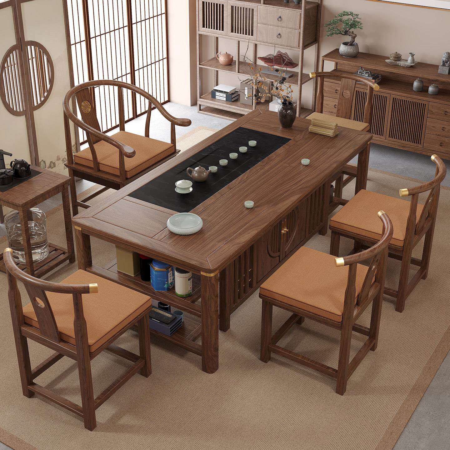 中式坐垫椅子垫座垫老板茶椅垫办公室实木茶桌圈椅垫子凳子垫定制