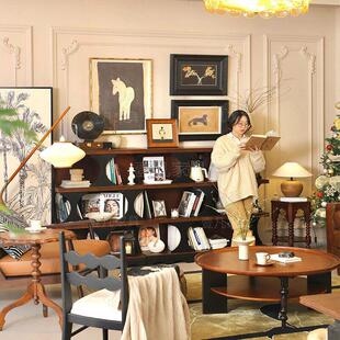 法式覆古哈迪德书柜落地中古风客厅展示柜置物架玄关柜卧室储物柜