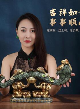 东禧吉祥方如意全1039铜摆件大象财招客厅玄关礼酒柜装饰品大气乔