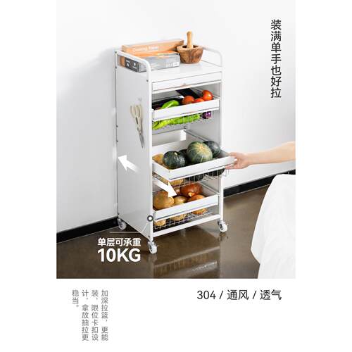 动厨水房蔬菜置物车架菜篮子果筐移小推收纳YSJ-蔬菜落地多层抽屉