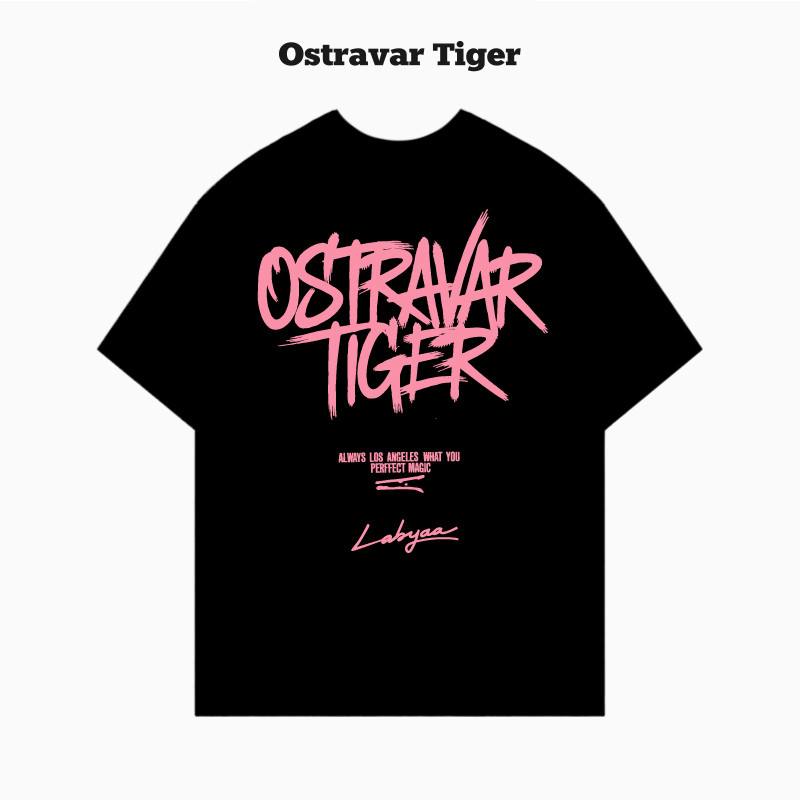 专柜新款 Ostravar Tiger潮牌夏美式字母印花宽松纯棉短袖男女t恤