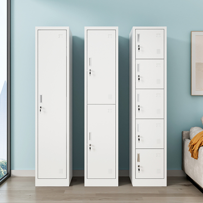 单门更衣柜带锁铁皮柜员工柜收纳柜单人柜钢制更衣箱简易办公衣柜