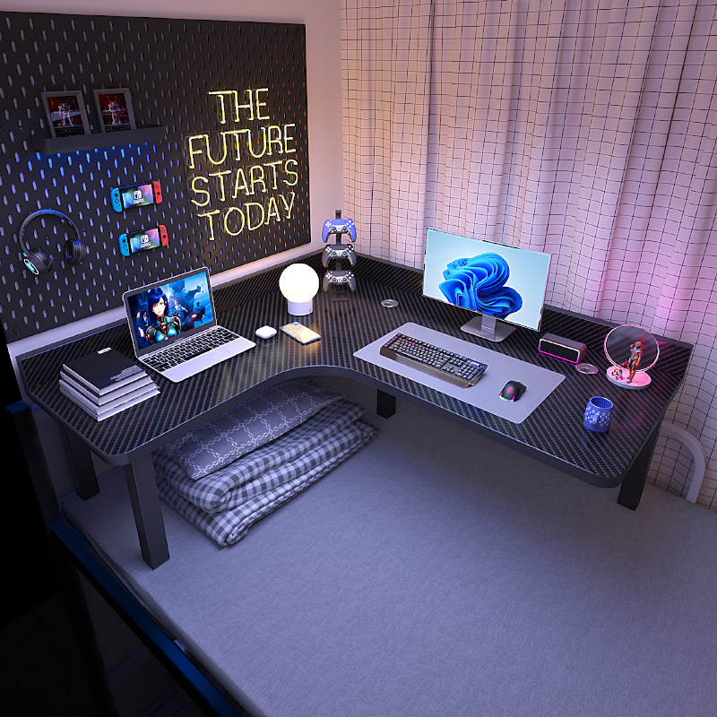 床上桌宿舍电脑桌转角桌电竞桌大学生上下铺床桌l型书桌拐角桌子