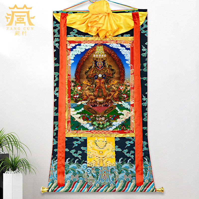 藏村家用藏式装饰画扎基拉姆矿物颜料唐卡画心客厅玄关挂画壁画