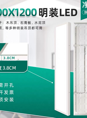 明装300x1200led平板灯600x600石膏吸顶水泥天花面板30*120吊装灯
