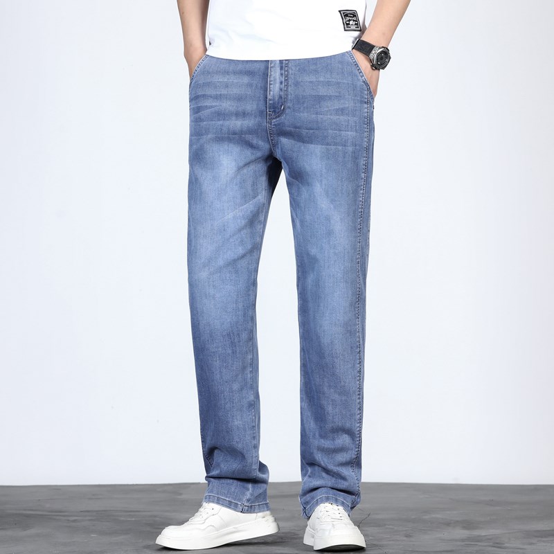 松紧腰直筒裤广州新塘牛仔裤男宽松夏季薄款新款弹力休闲男士长裤