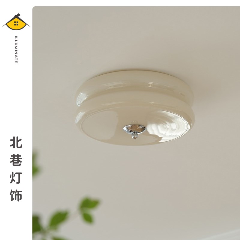 中古法式奶油风吸顶灯全光谱高显北欧简约美式卧室过道玄关玻璃灯