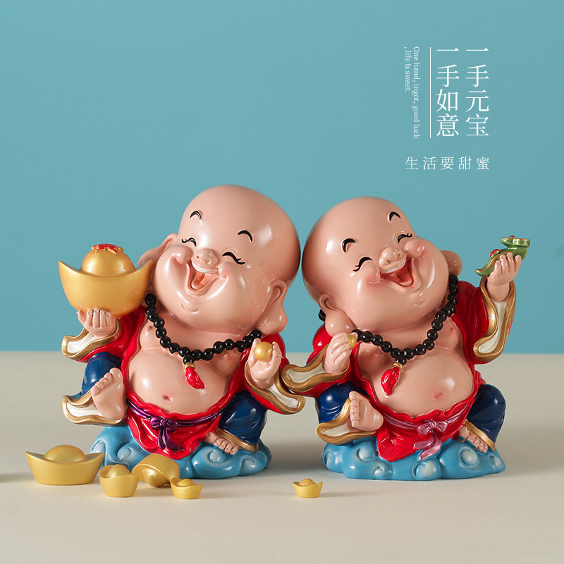 可爱弥勒佛工艺品小摆件客厅家里房间装饰品创意笑佛网红桌面摆设