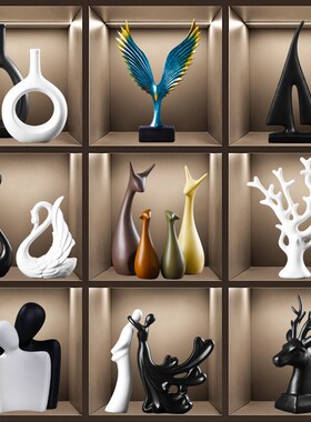 北欧摆件家居饰品客厅电视柜酒柜装饰品高级玄关柜桌面陶瓷小摆设