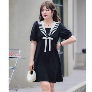 气质V领收腰设计感遮肚子显瘦减齡大码 法式 胖MM雪纺连衣裙 款 夏季