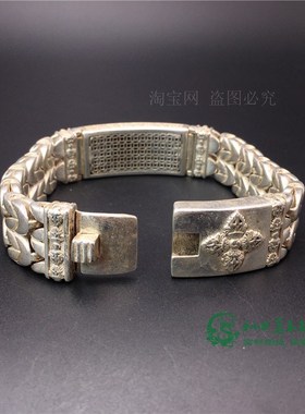 复古老银尼泊尔镂空花纹金刚杵藏银手串男款霸气时尚转运苗银手链