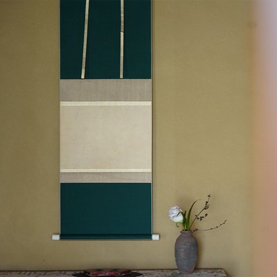 是名一鹿  空白卷轴宋代茶挂手写书法禅意挂轴半生熟宣纸免装裱