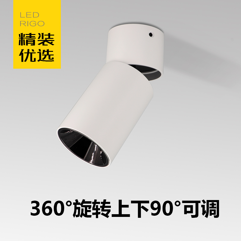 led明装射灯可调角度吸顶式家用轻奢客厅背景墙防眩筒灯圆形无主