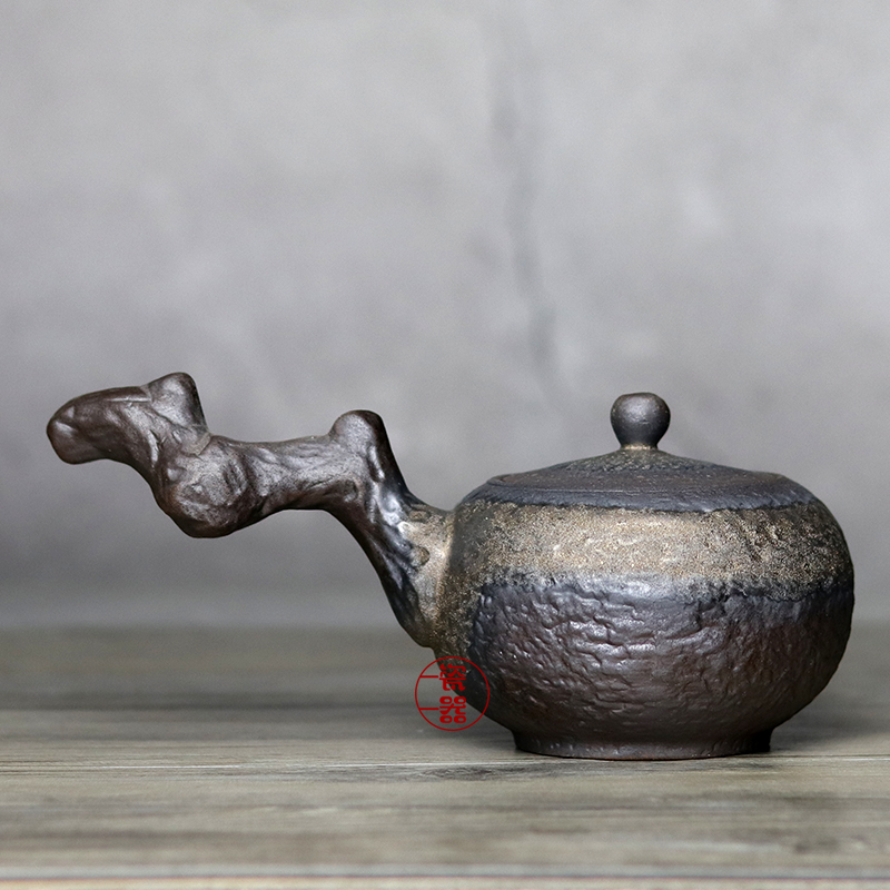 枯木侧把壶陶瓷壶泡茶壶家用日式粗陶单壶办公室煮茶套装功夫茶具