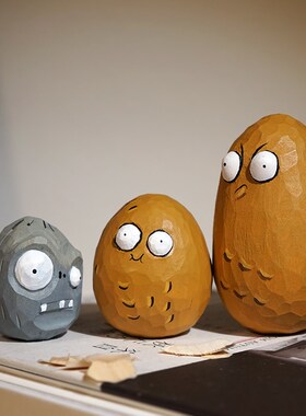 坚果墙手工木雕小摆件植物大战僵尸可爱卡通桌面手办高坚果