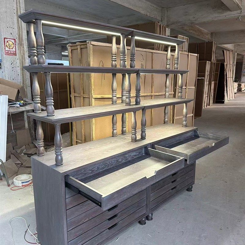 中古木质珠宝首饰展示柜古玩玉器多抽屉饰品架法式复古靠墙柜定制