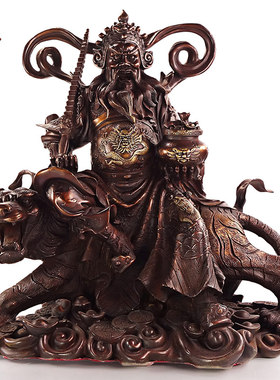 武财神赵公明神像纯铜财神爷佛像摆件工艺品招财鎮宅客厅家居饰品