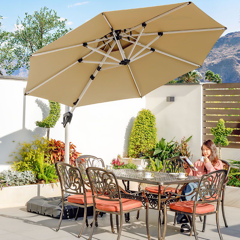 户外遮阳伞圆形大太阳伞庭院别墅商用大型罗马伞带灯室外花园摆摊