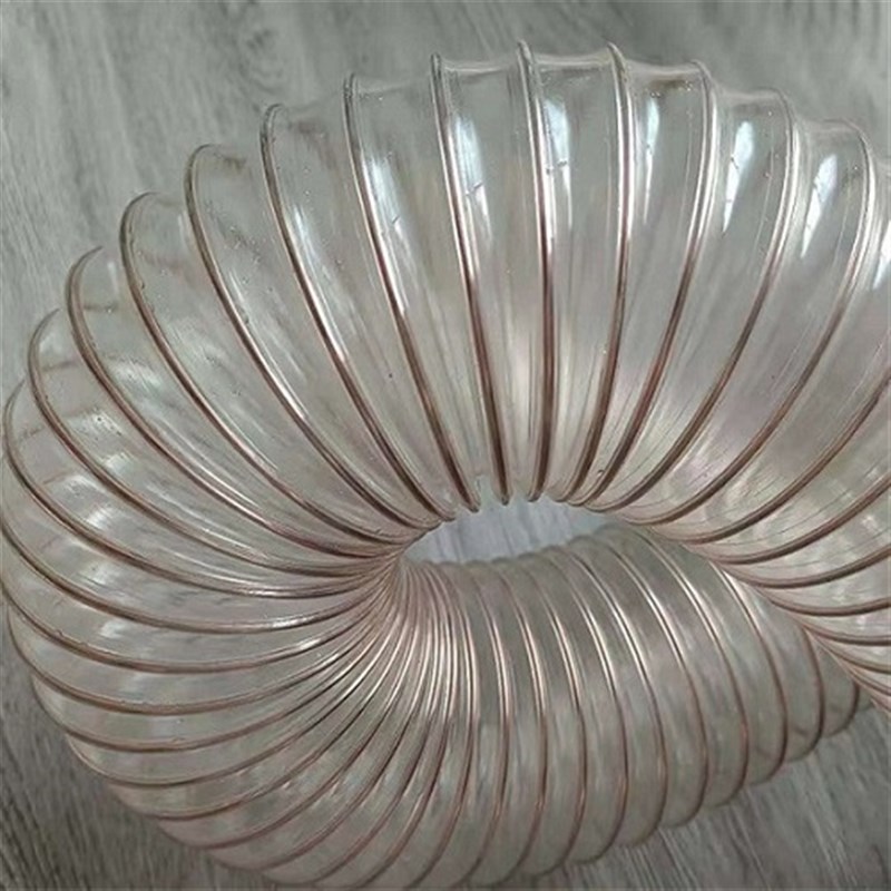 pu钢丝伸缩软管聚氨酯吸尘管工业木工耐磨除尘管防冻耐寒钢丝管