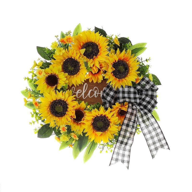 纵鸿蝴蝶结向日葵木牌花环春夏季门挂花环前门庭院家居装饰花环,节庆用品/礼品,节日装扮用品,淘宝优惠券,粉丝福利购,淘宝优惠卷